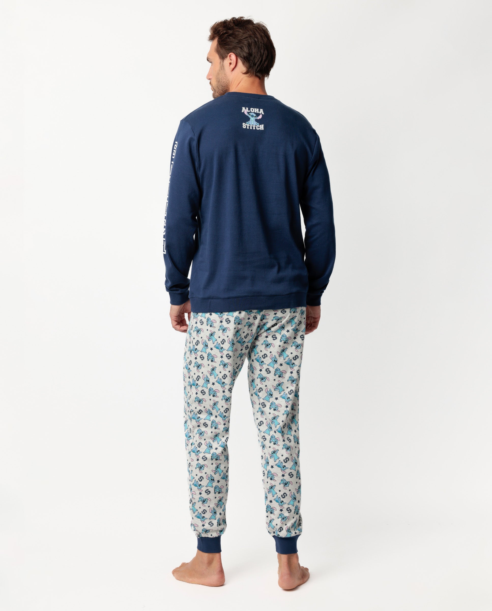 Disney - Ανδρική Βαμβακερή Πιτζάμα με Λάστιχο "Aloha Stitch" Navy Blue