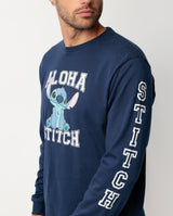 Disney - Ανδρική Βαμβακερή Πιτζάμα με Λάστιχο "Aloha Stitch" Navy Blue