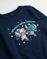 Disney - Παιδική Βαμβακερή Πιτζάμα για Κορίτσια "Winter With Stich" Navy Blue