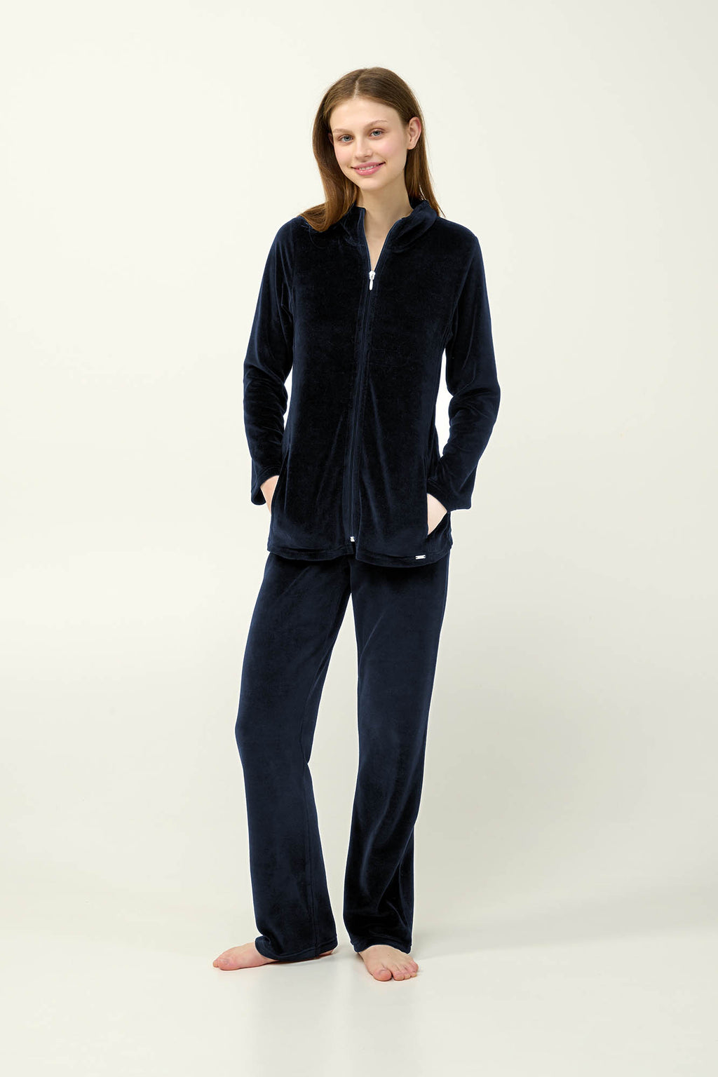 Vamp - Γυναικεία Velvet Φόρμα με Φερμουάρ