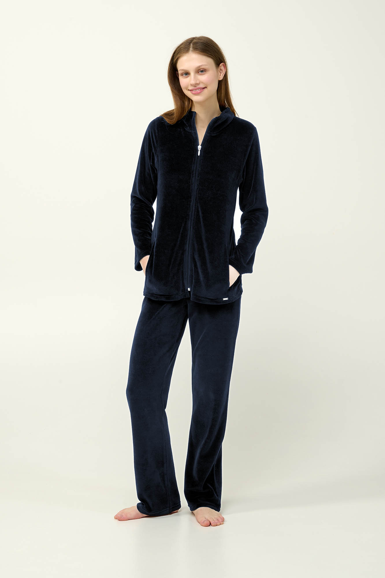 Vamp - Γυναικεία Velvet Φόρμα με Φερμουάρ