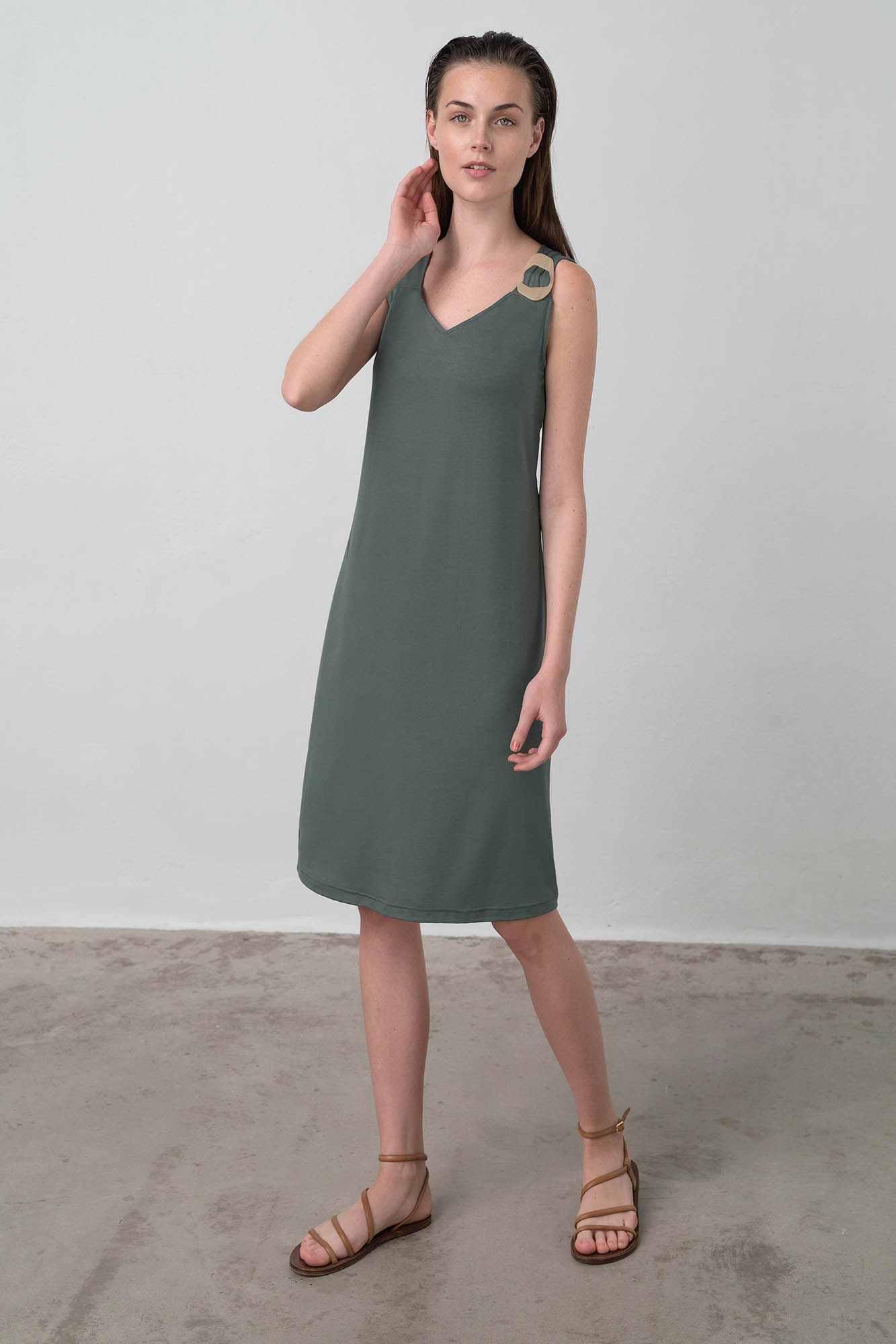 Vamp - Μονόχρωμο Αμάνικο Φόρεμα