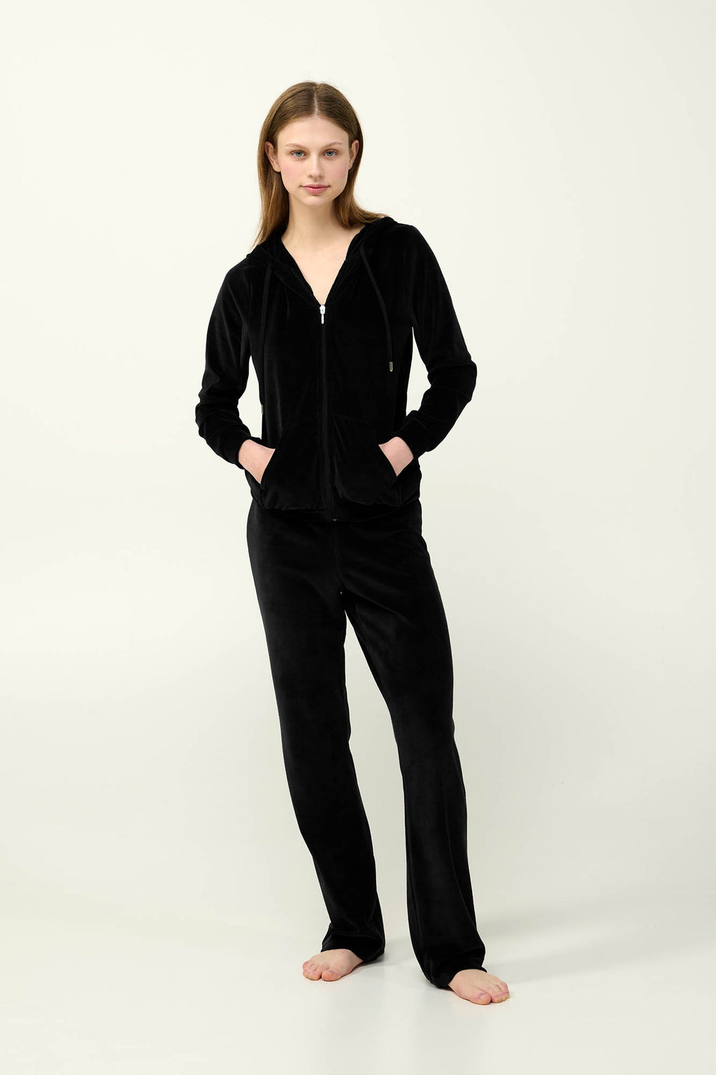 Vamp - Γυναικεία Velvet Φόρμα με Κουκούλα