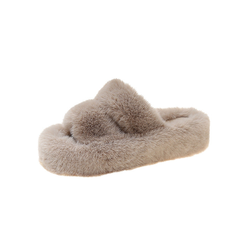 Harmony - Παντόφλες Χνουδωτές Δίπατες Beige