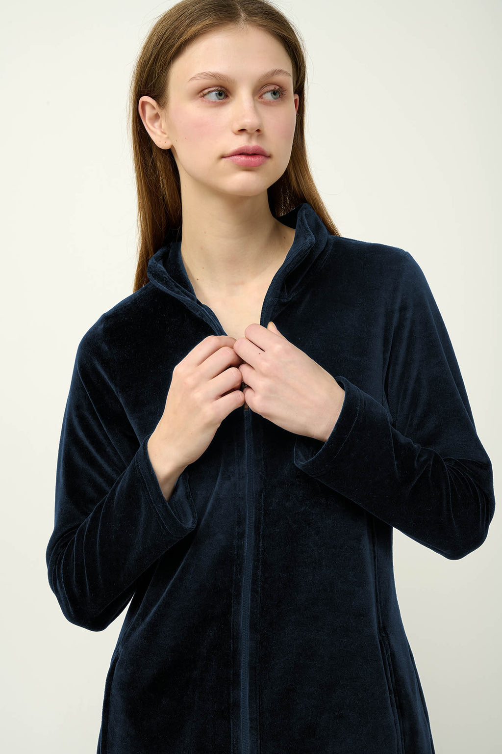 Vamp - Γυναικεία Velvet Φόρμα με Φερμουάρ