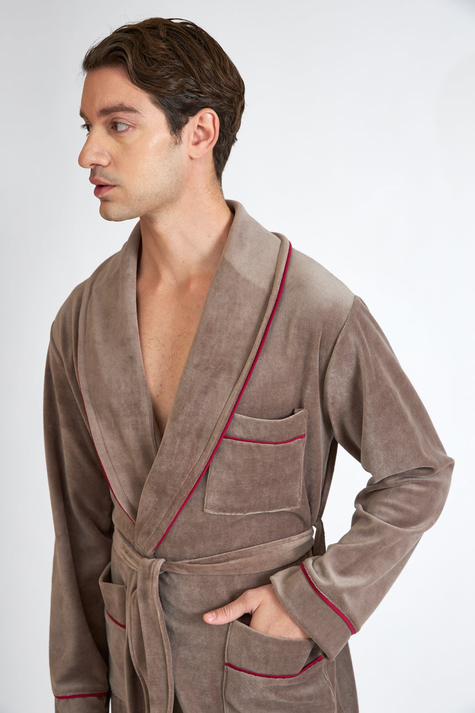 Harmony - Ανδρική Ρόμπα Βελουτέ Σταυρωτή Elephant