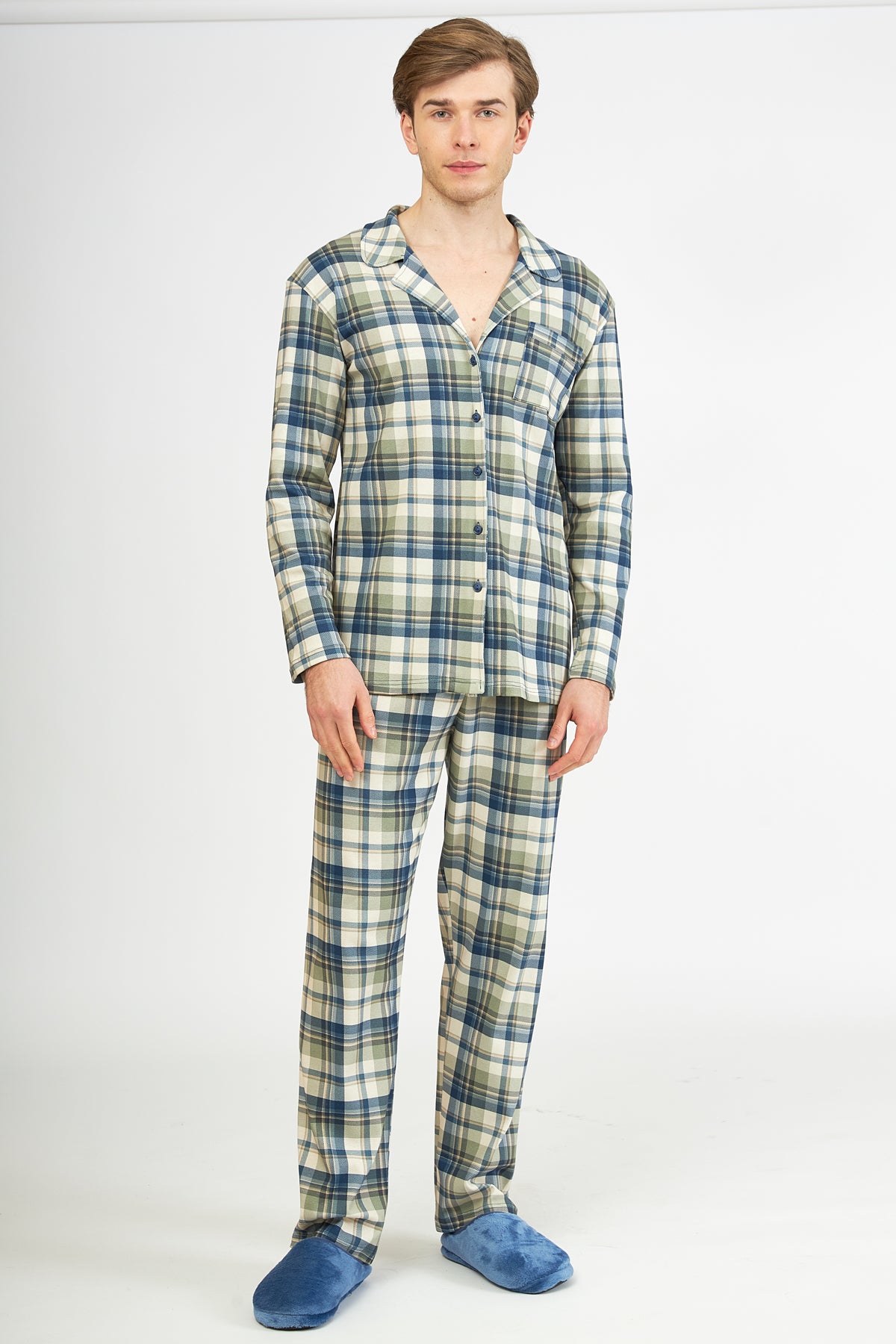 Harmony - Ανδρική Πιτζάμα Cotton Σακάκι Καρώ