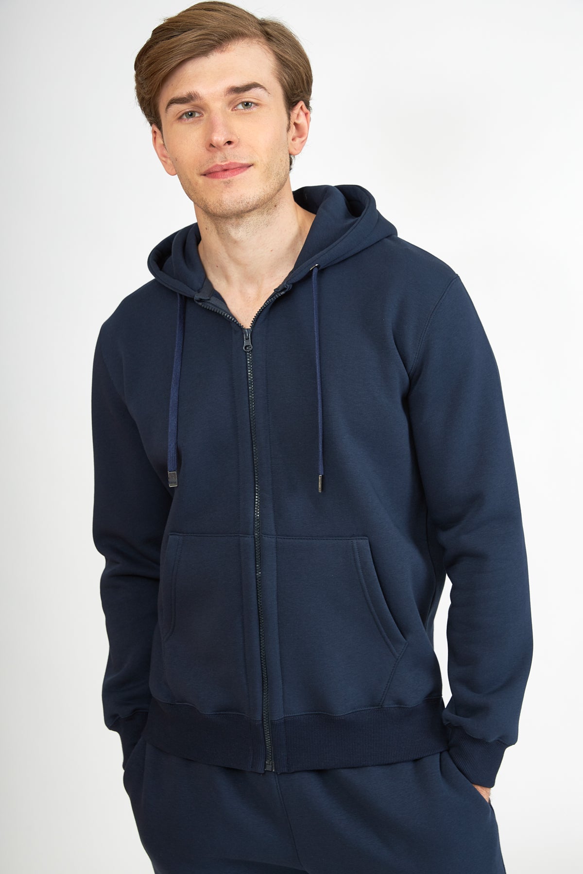 Harmony - Ανδρική Ζακέτα Φούτερ Με Κουκούλα Blue