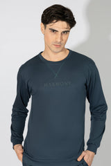 Harmony - Ανδρική Πιτζάμα Harmony Μονόχρωμη Cotton Modal  Blue