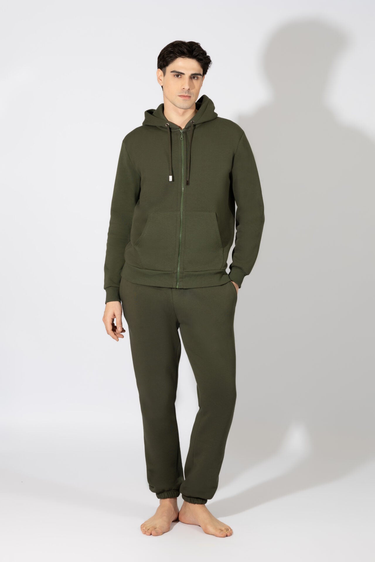 Harmony - Ανδρική Ζακέτα Φούτερ Με Κουκούλα  Olive