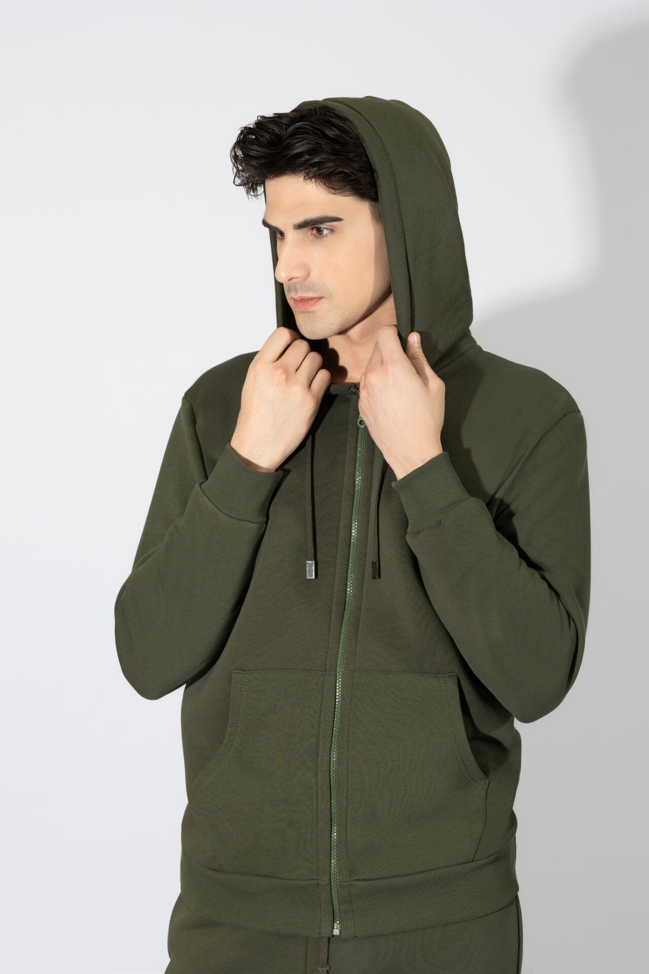 Harmony - Ανδρική Ζακέτα Φούτερ Με Κουκούλα  Olive