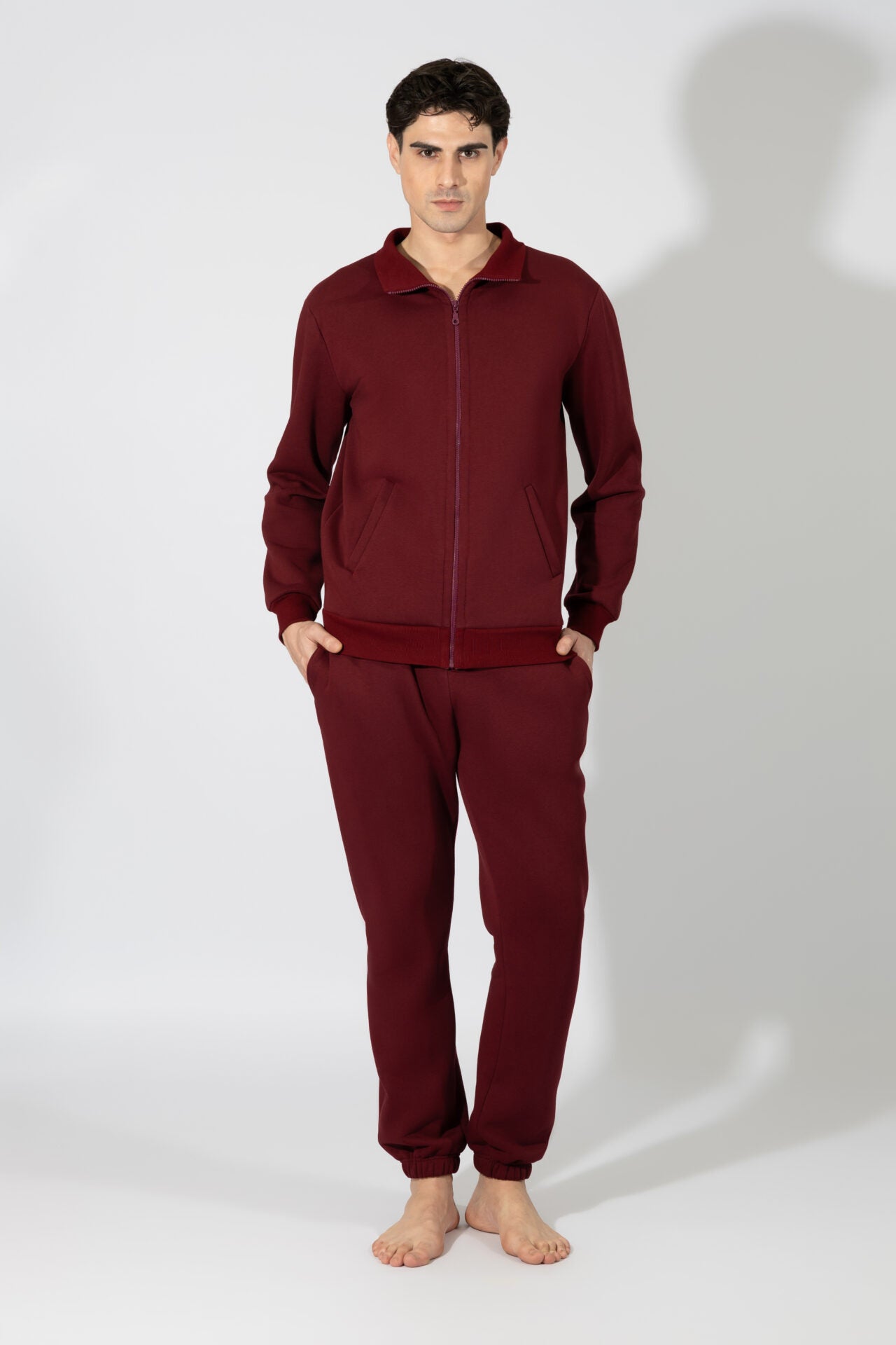 Harmony - Ανδρική Ζακέτα Φούτερ Με Γιακά  Bordeaux