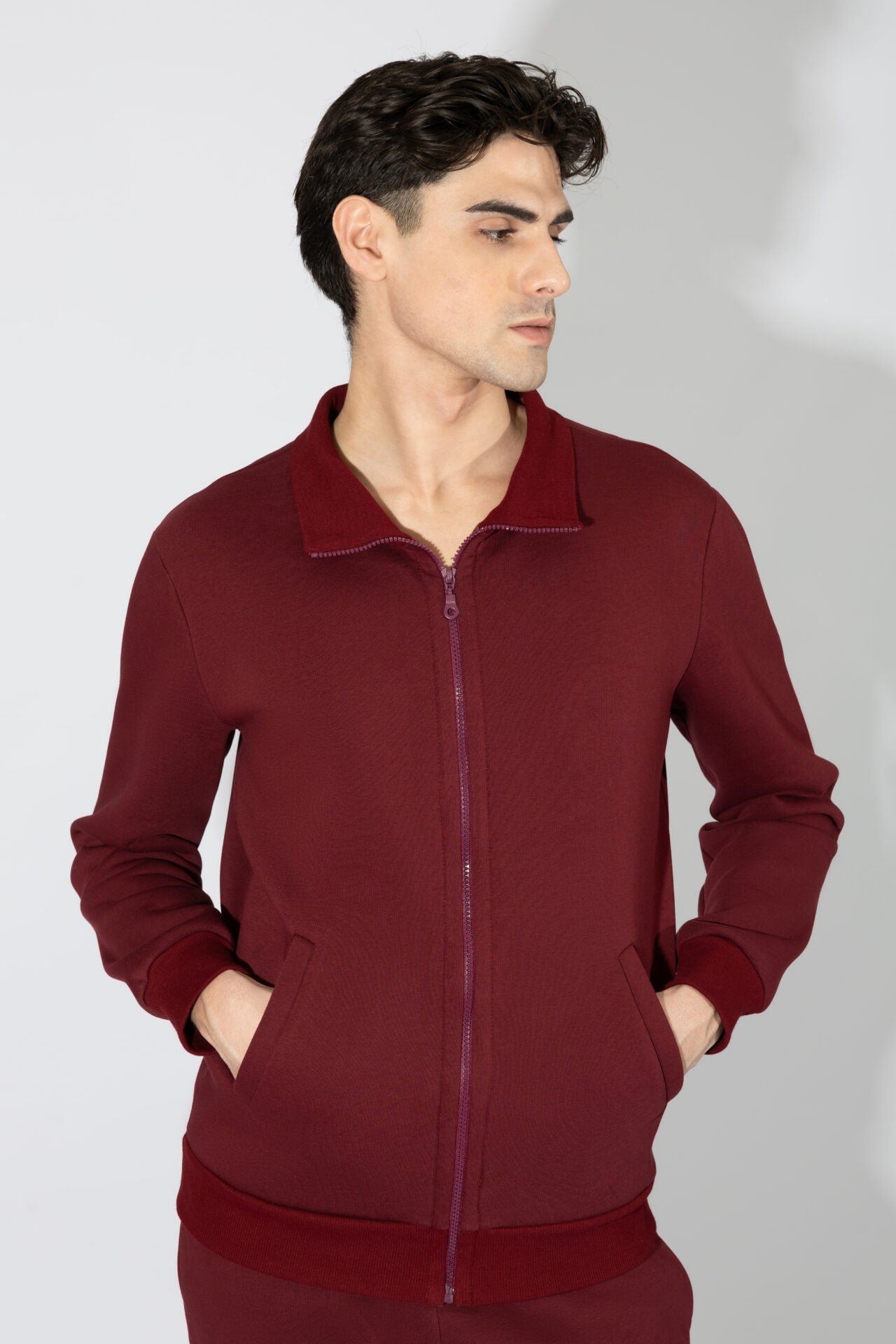 Harmony - Ανδρική Ζακέτα Φούτερ Με Γιακά  Bordeaux