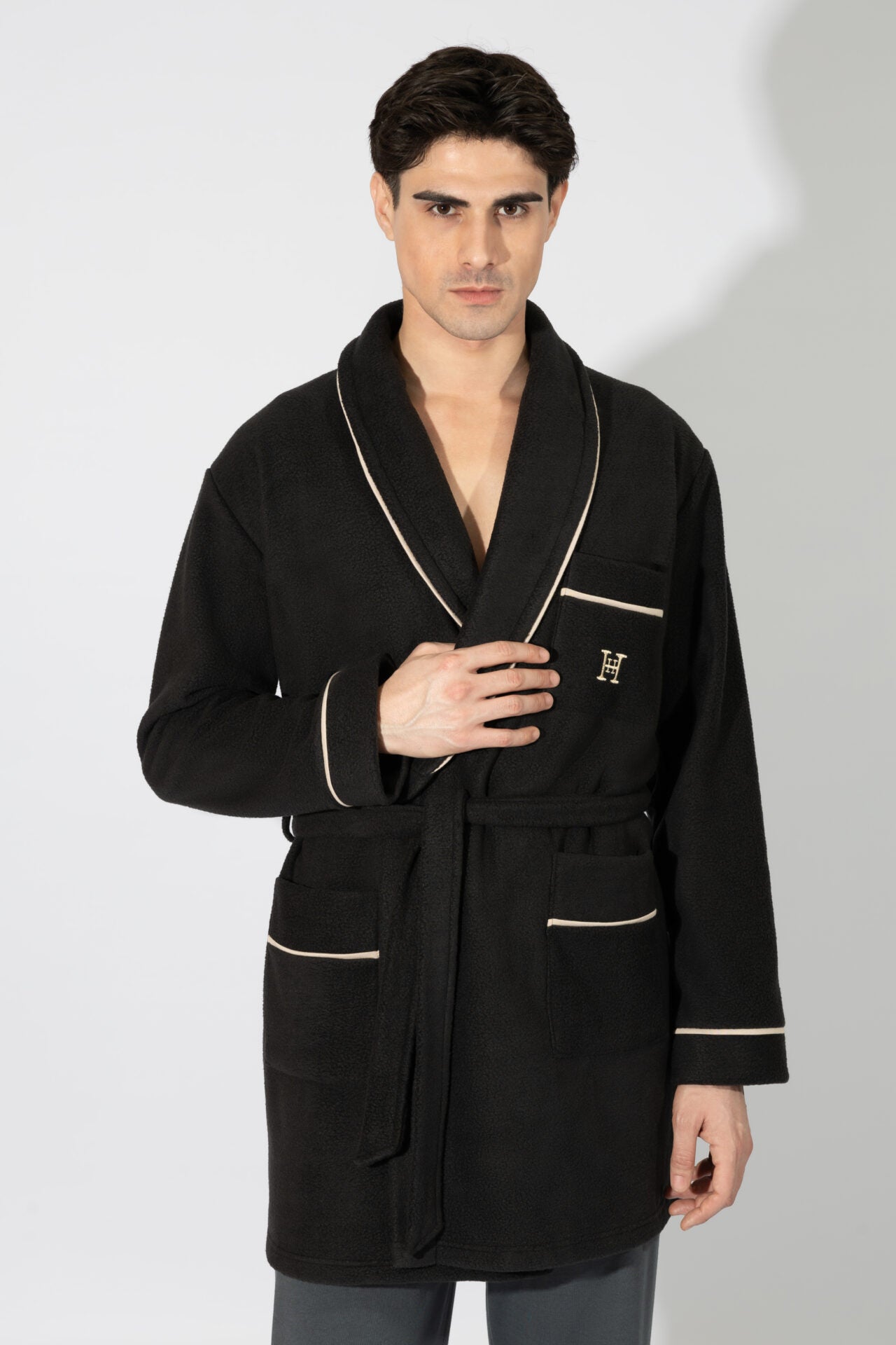 Harmony - Ανδρική Ρόμπα Fleece Η  Black