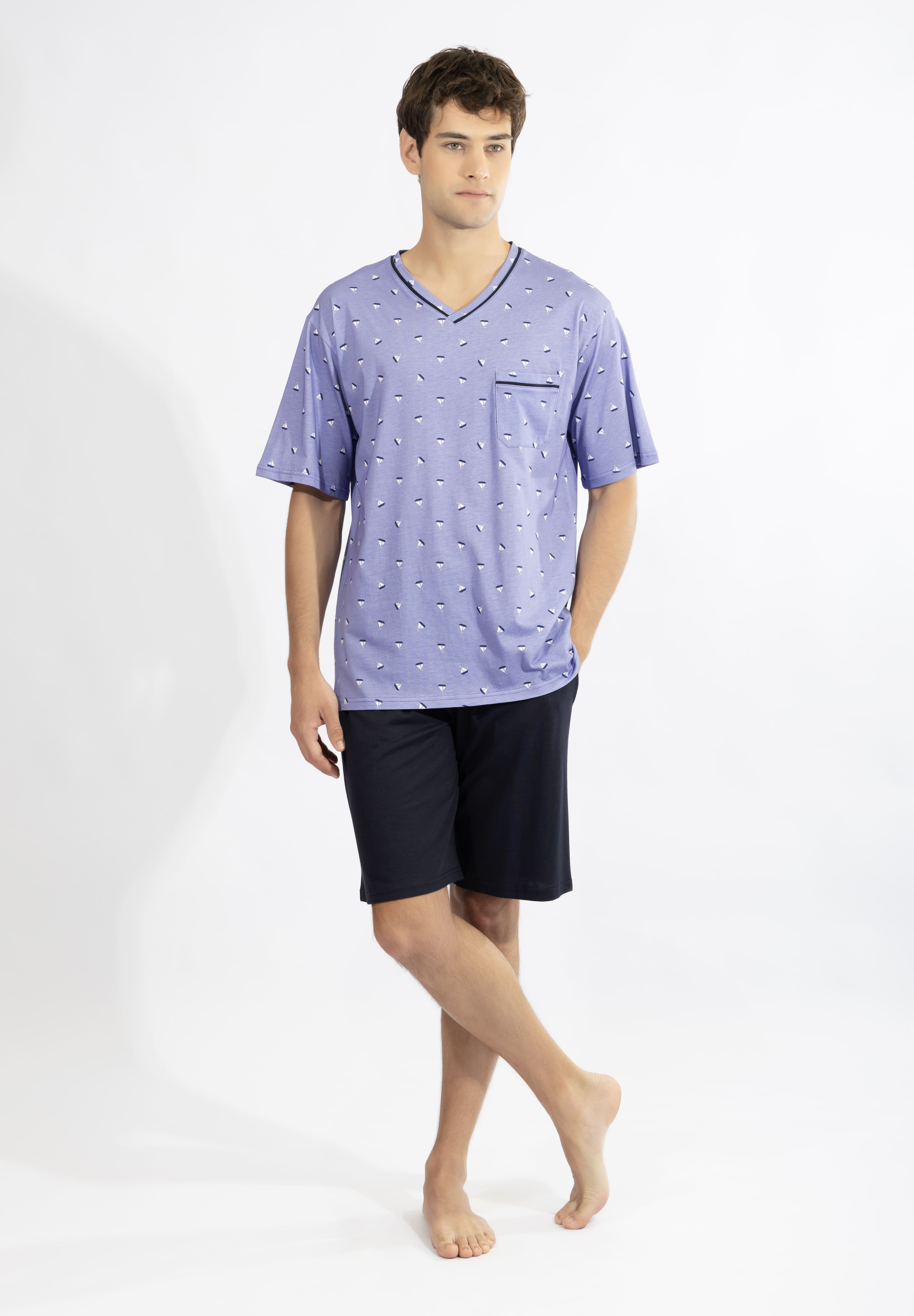 Harmony - Ανδρικό Σετ Με V-Neck & Βερμούδα 50% Cotton - 50% Modal