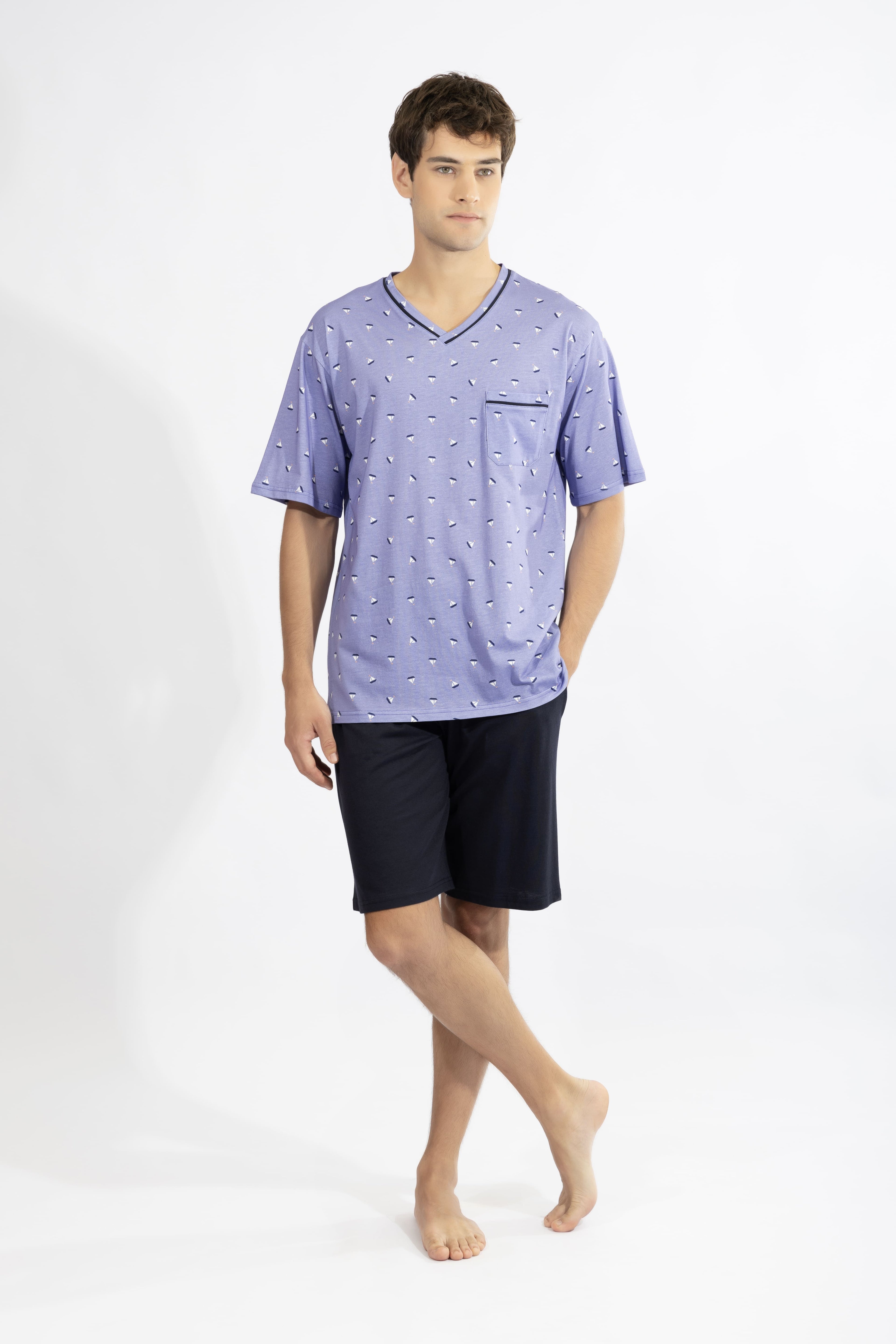 Harmony - Ανδρικό Σετ Με V-Neck & Βερμούδα 50% Cotton - 50% Modal