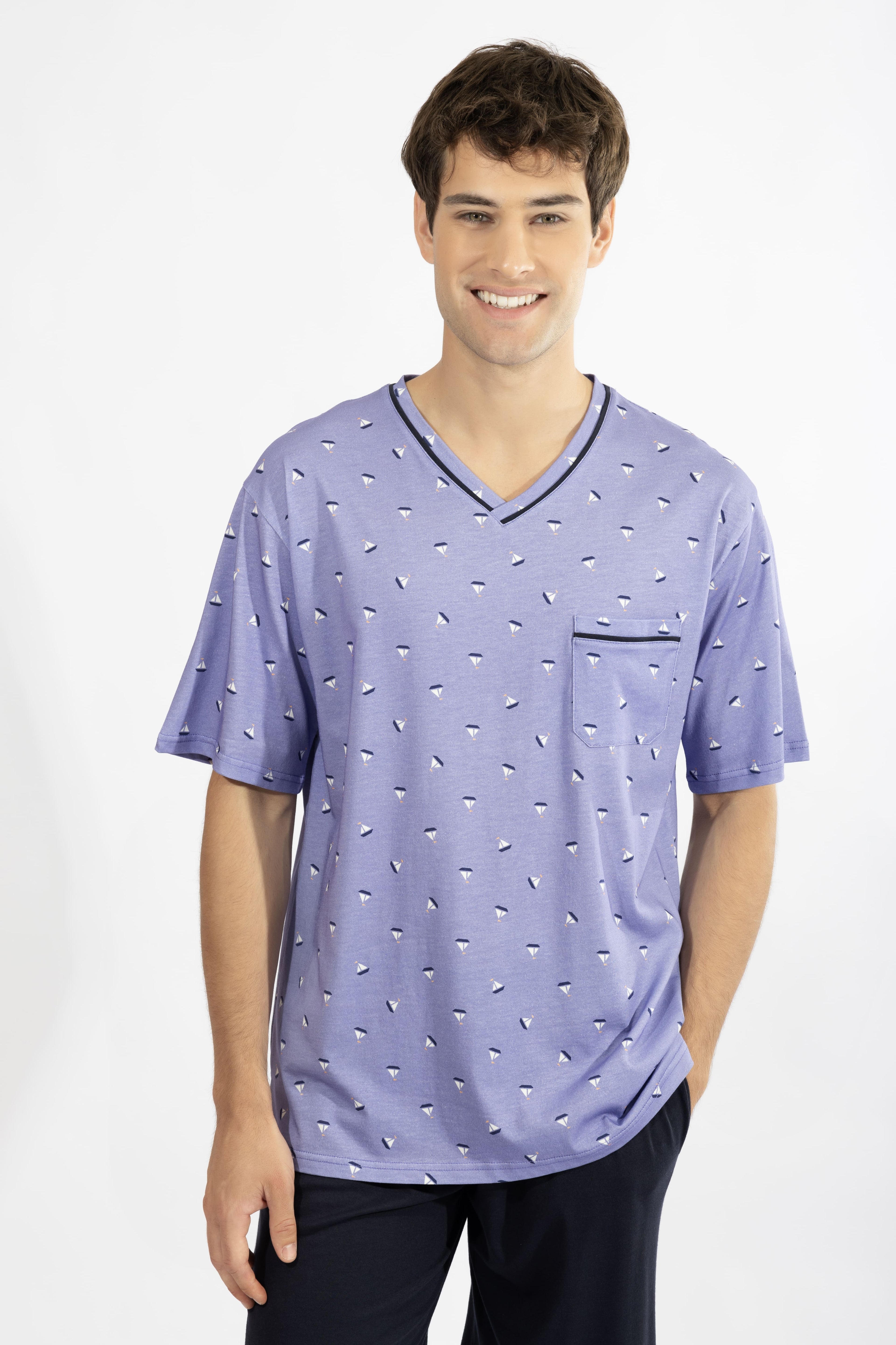 Harmony - Ανδρικό Σετ Με V-Neck & Βερμούδα 50% Cotton - 50% Modal