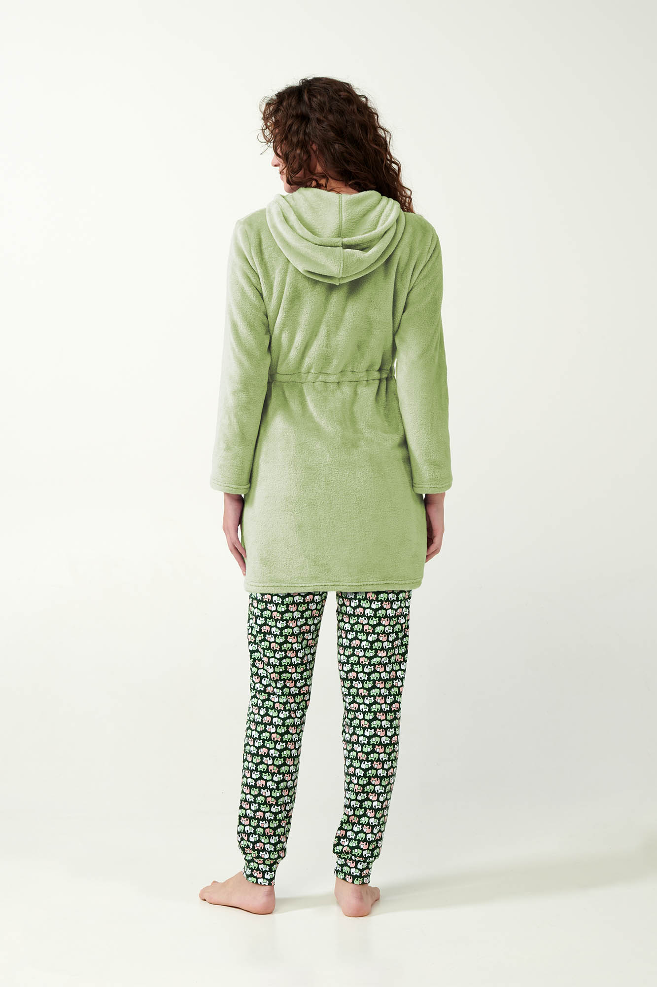 Vamp - Μονόχρωμη Fleece Ρόμπα με Φερμουάρ