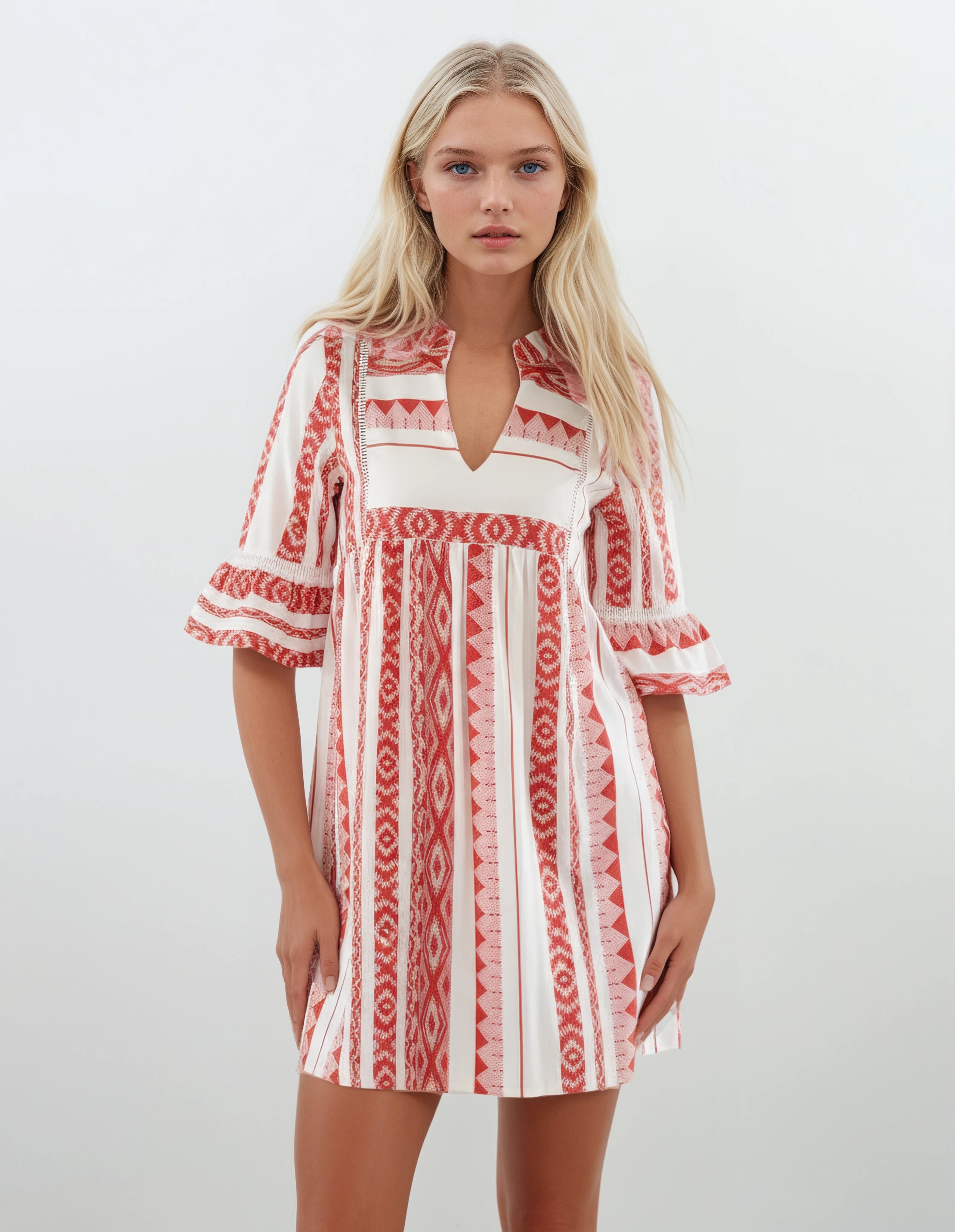 Pink Label - Beachwear Embroidery Red
