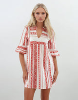 Pink Label - Beachwear Embroidery Red