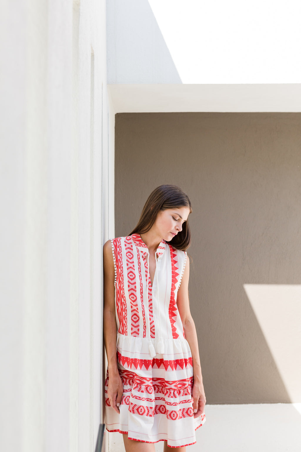 Pink Label - Beachwear Embroidery Red