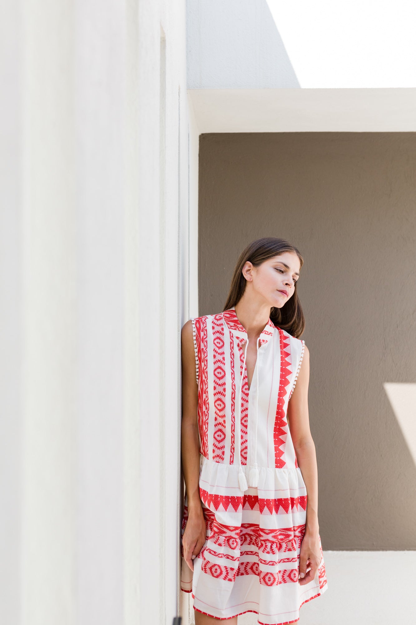 Pink Label - Beachwear Embroidery Red