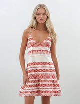 Pink Label - Beachwear Embroidery Red