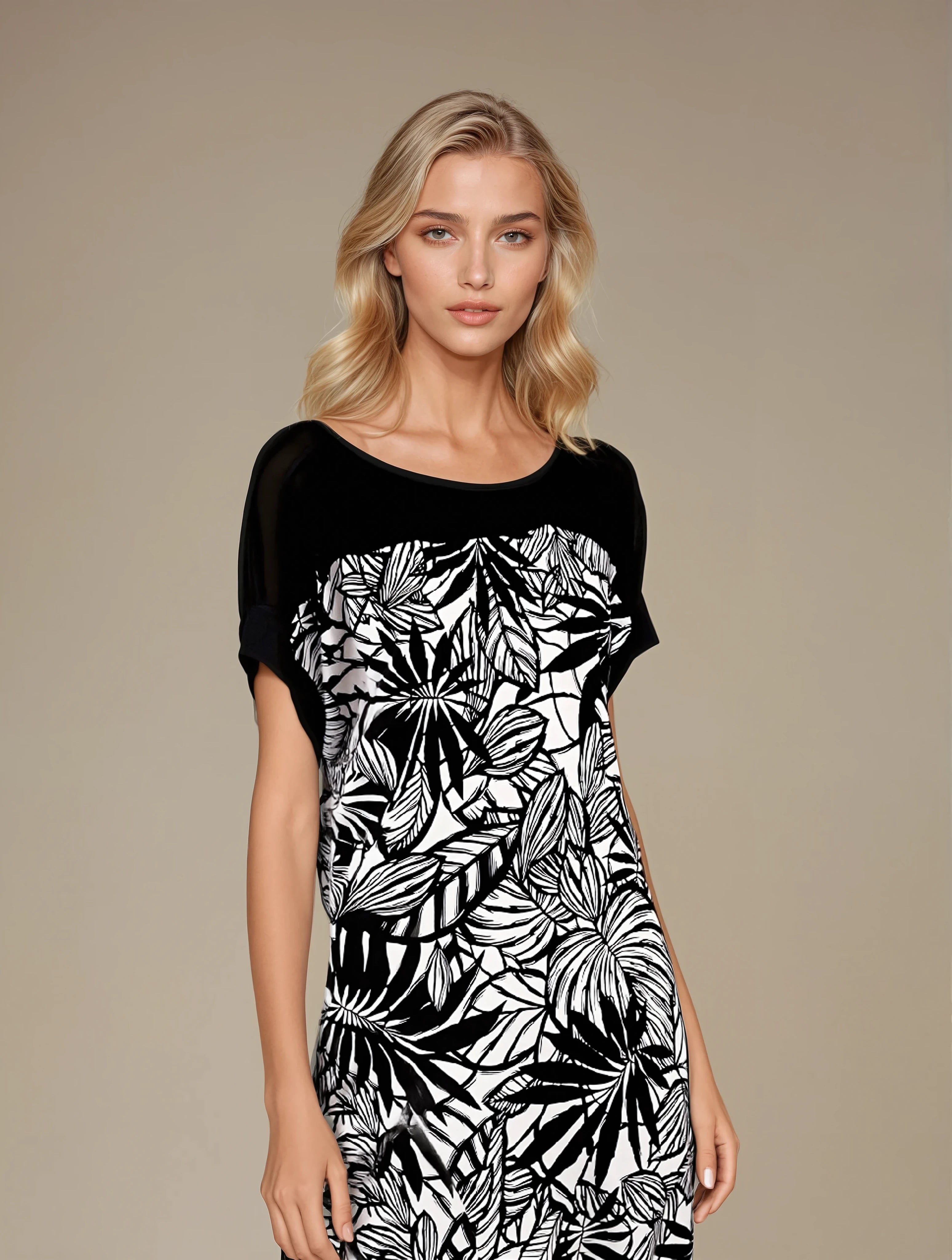 Pink Label - Beachwear Black Flower