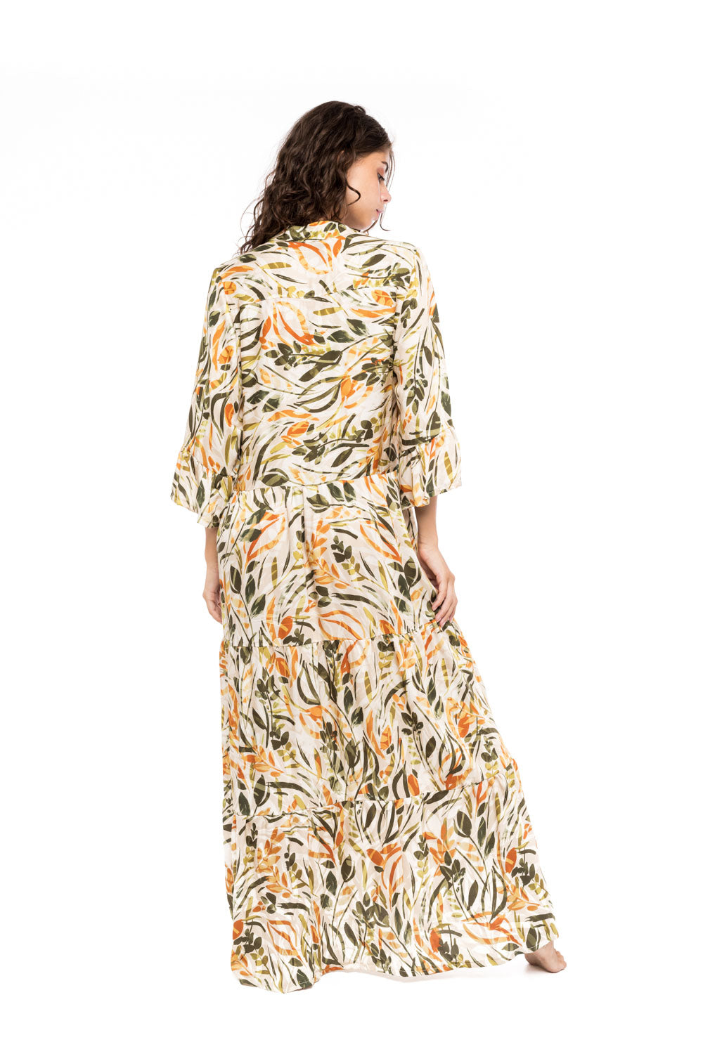 Pink Label - Beachwear Long Pastel Green Leaf