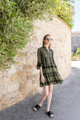 Pink Label - Beachwear Green & Black Embroidery