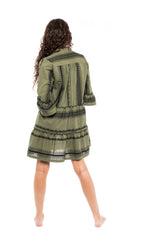 Pink Label - Beachwear Green & Black Embroidery