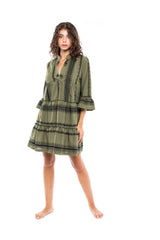 Pink Label - Beachwear Green & Black Embroidery