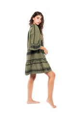 Pink Label - Beachwear Green & Black Embroidery