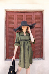 Pink Label - Beachwear Green & Black Embroidery