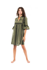 Pink Label - Beachwear Green & Black Embroidery