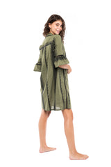 Pink Label - Beachwear Green & Black Embroidery