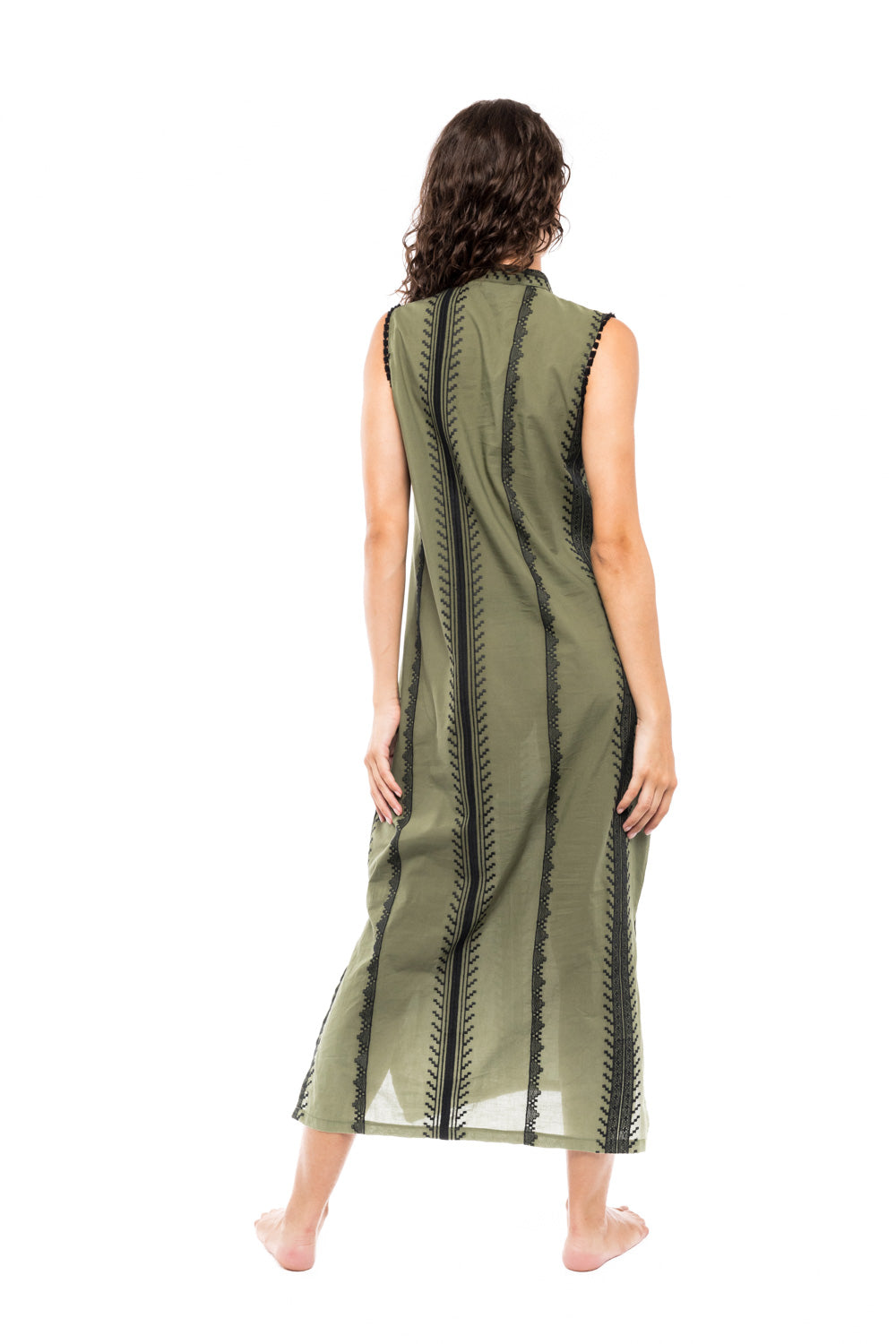 Pink Label - Beachwear Green & Black Embroidery