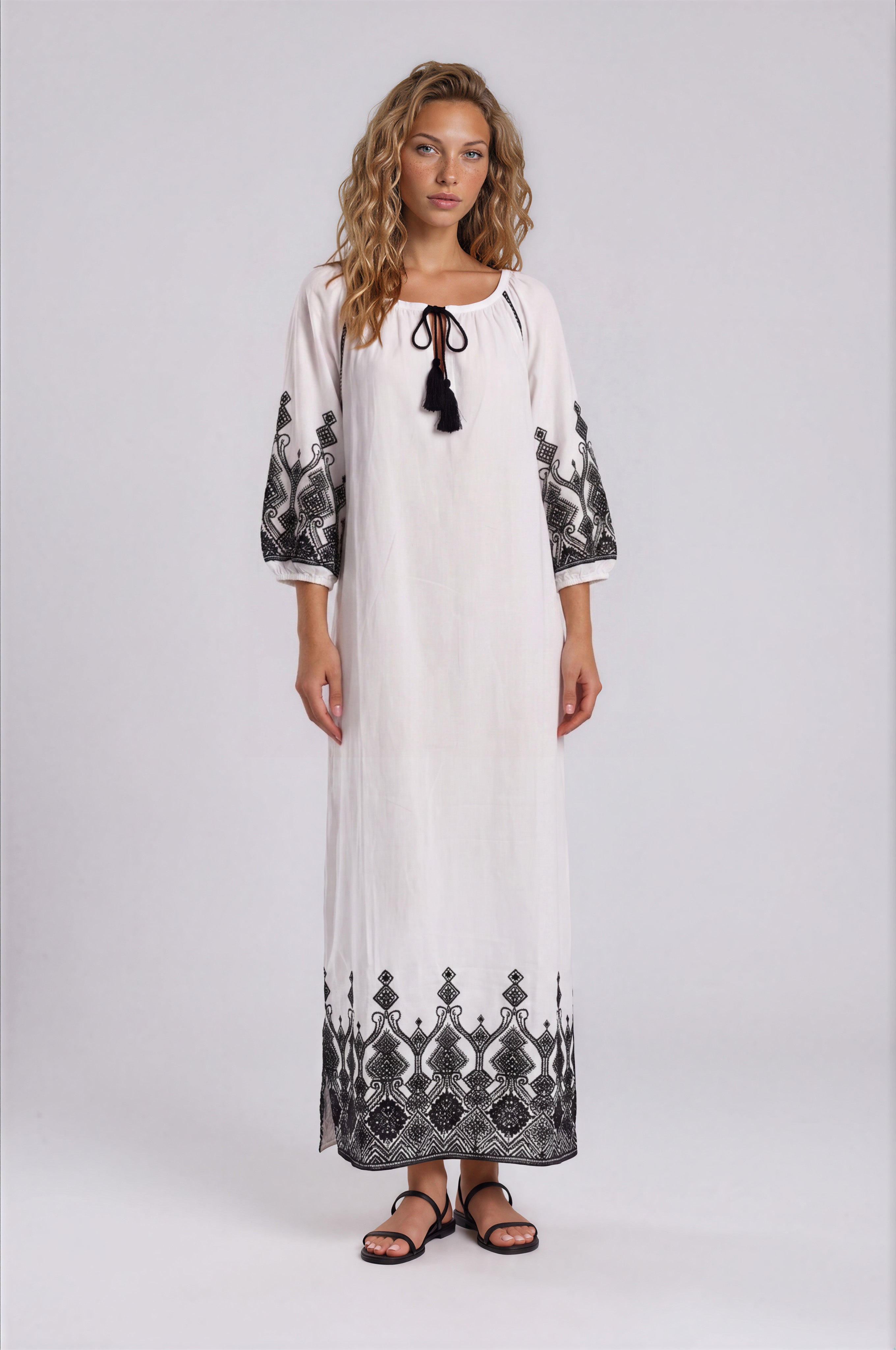 Pink Label - Beachwear Embroidery Black