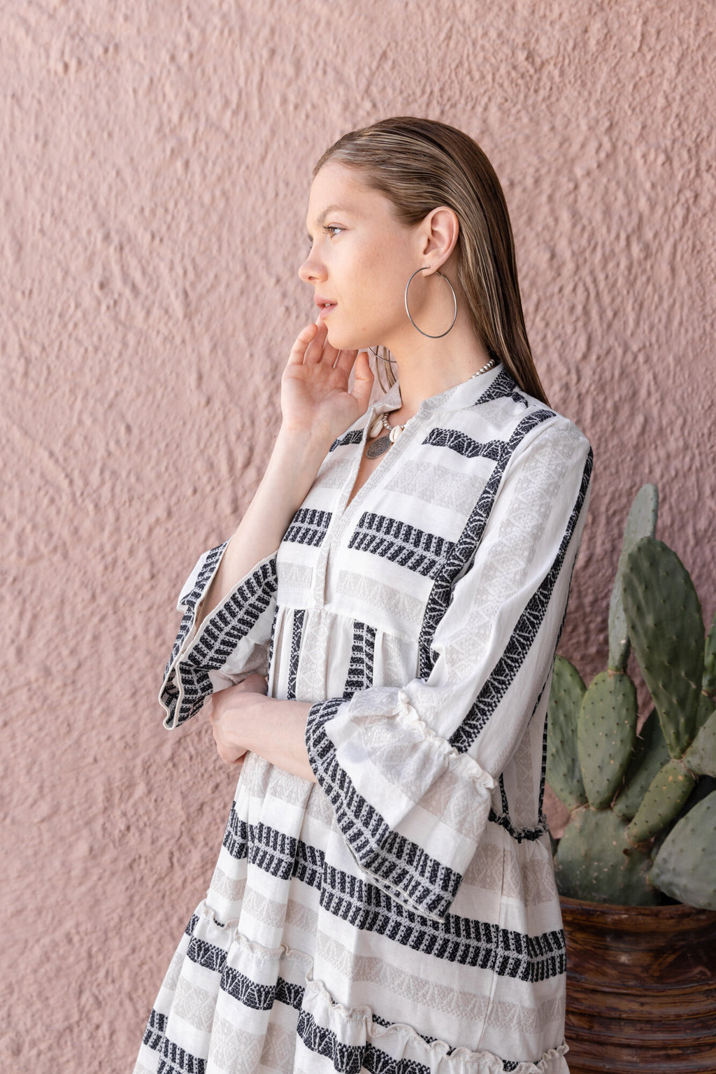 Pink Label - Beachwear Beige & Black Embroidery