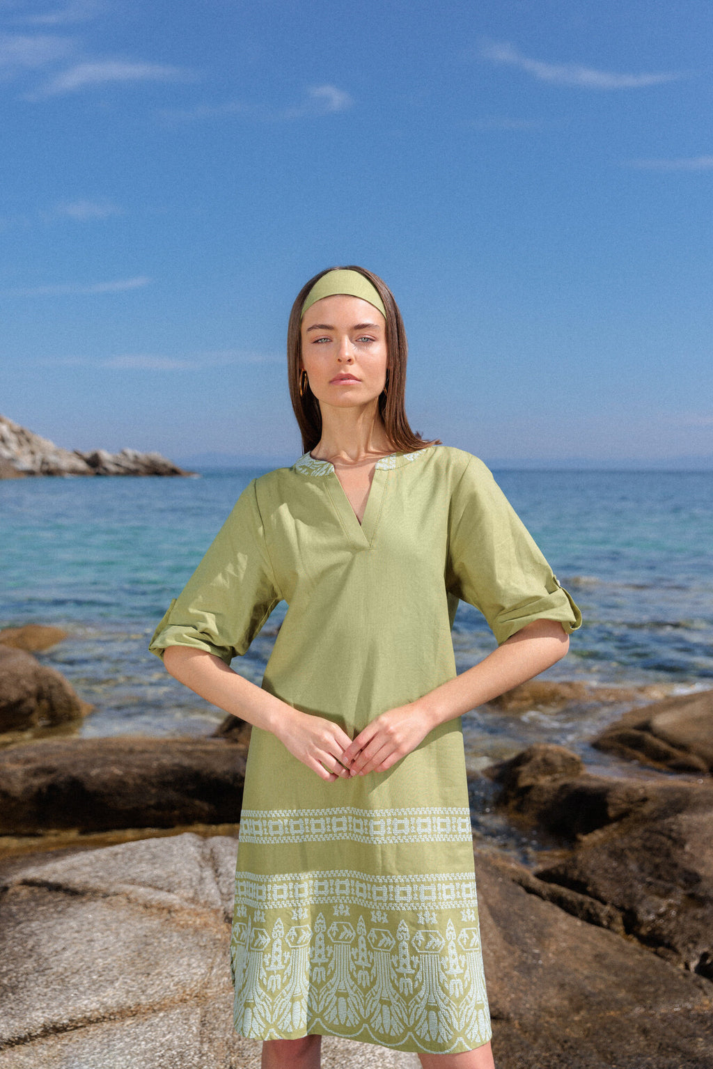 Pink Label - Beachwear Embroidery Green