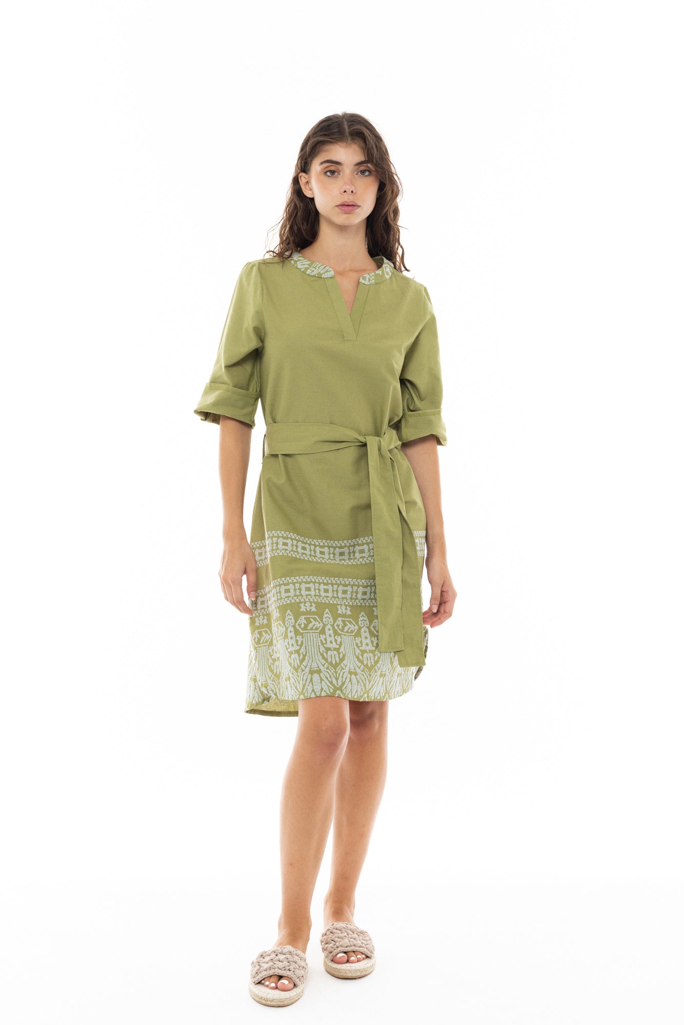 Pink Label - Beachwear Embroidery Green