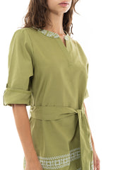 Pink Label - Beachwear Embroidery Green