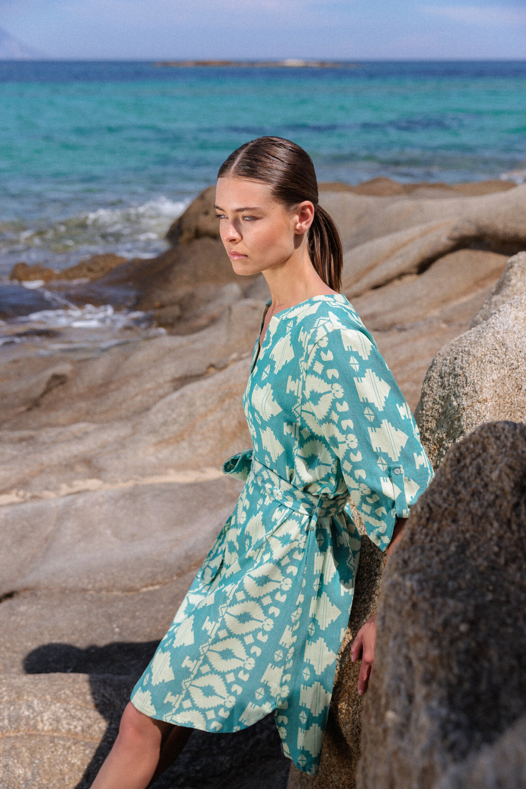 Pink Label - Beachwear Embroidery Aqua