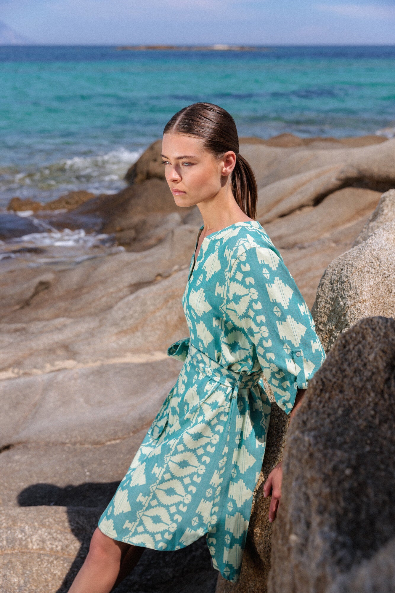Pink Label - Beachwear Embroidery Aqua