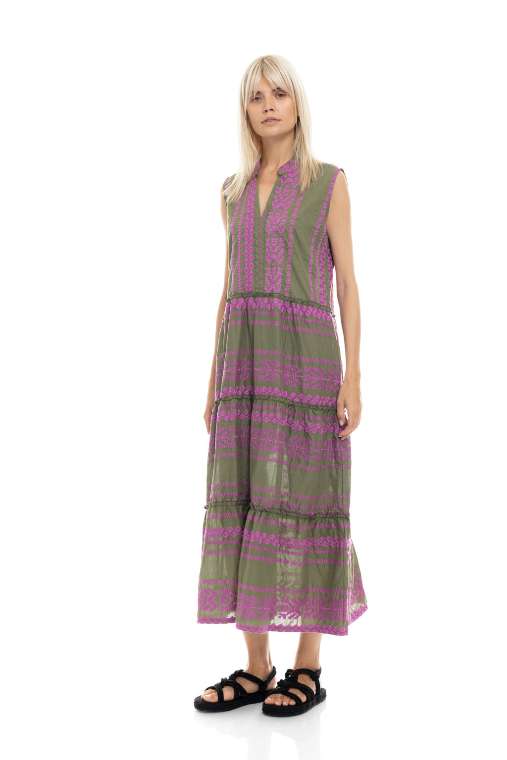 Pink Label - Beachwear Long Embrodery Magenta
