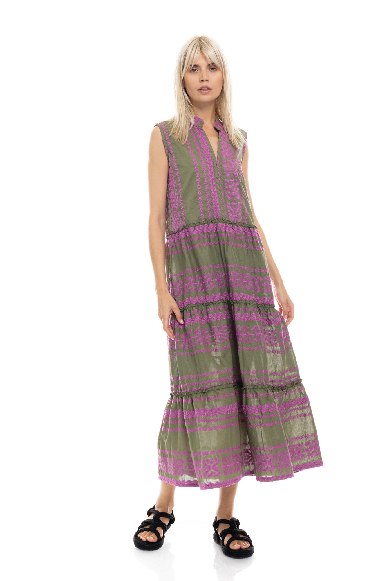 Pink Label - Beachwear Long Embrodery Magenta