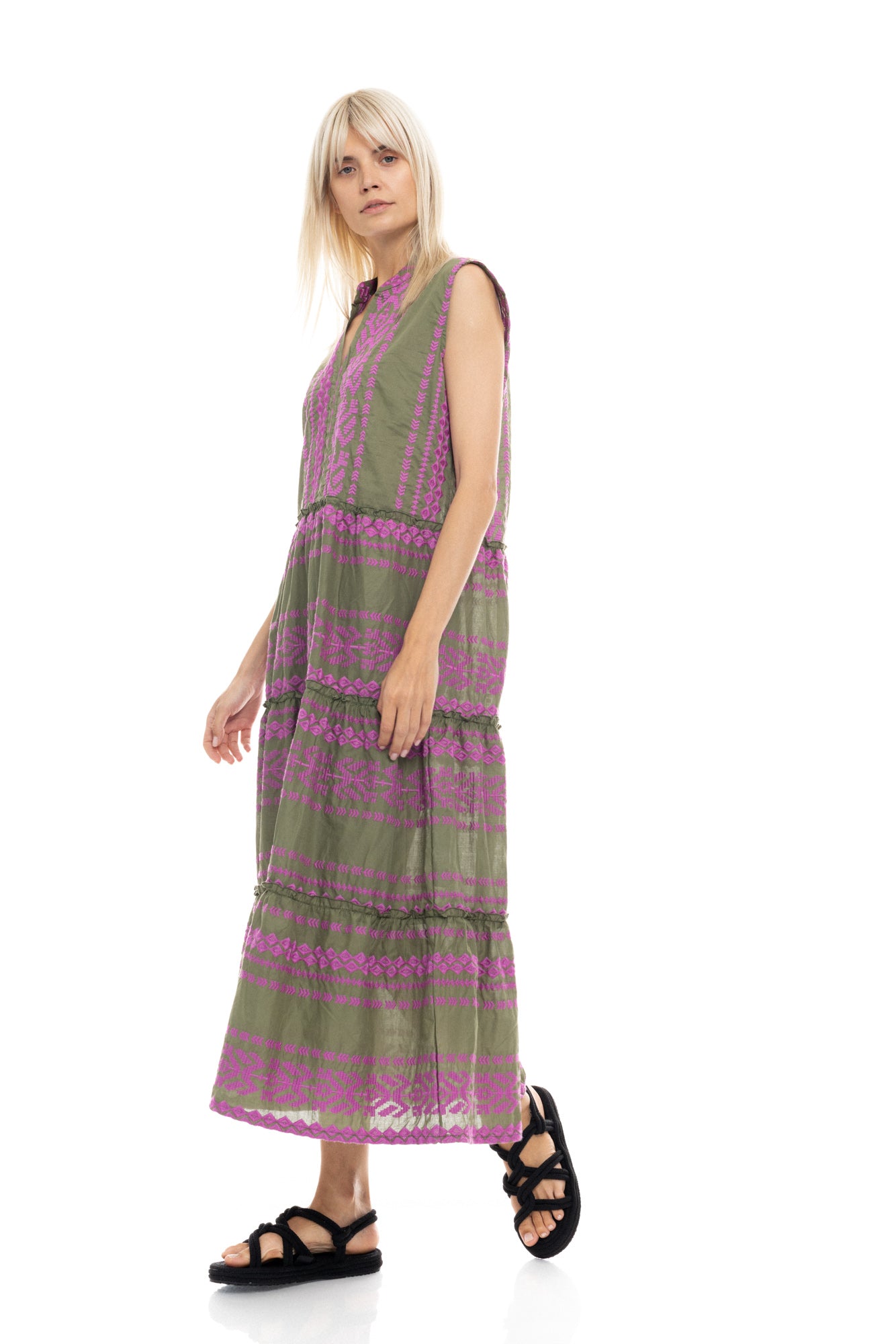 Pink Label - Beachwear Long Embrodery Magenta
