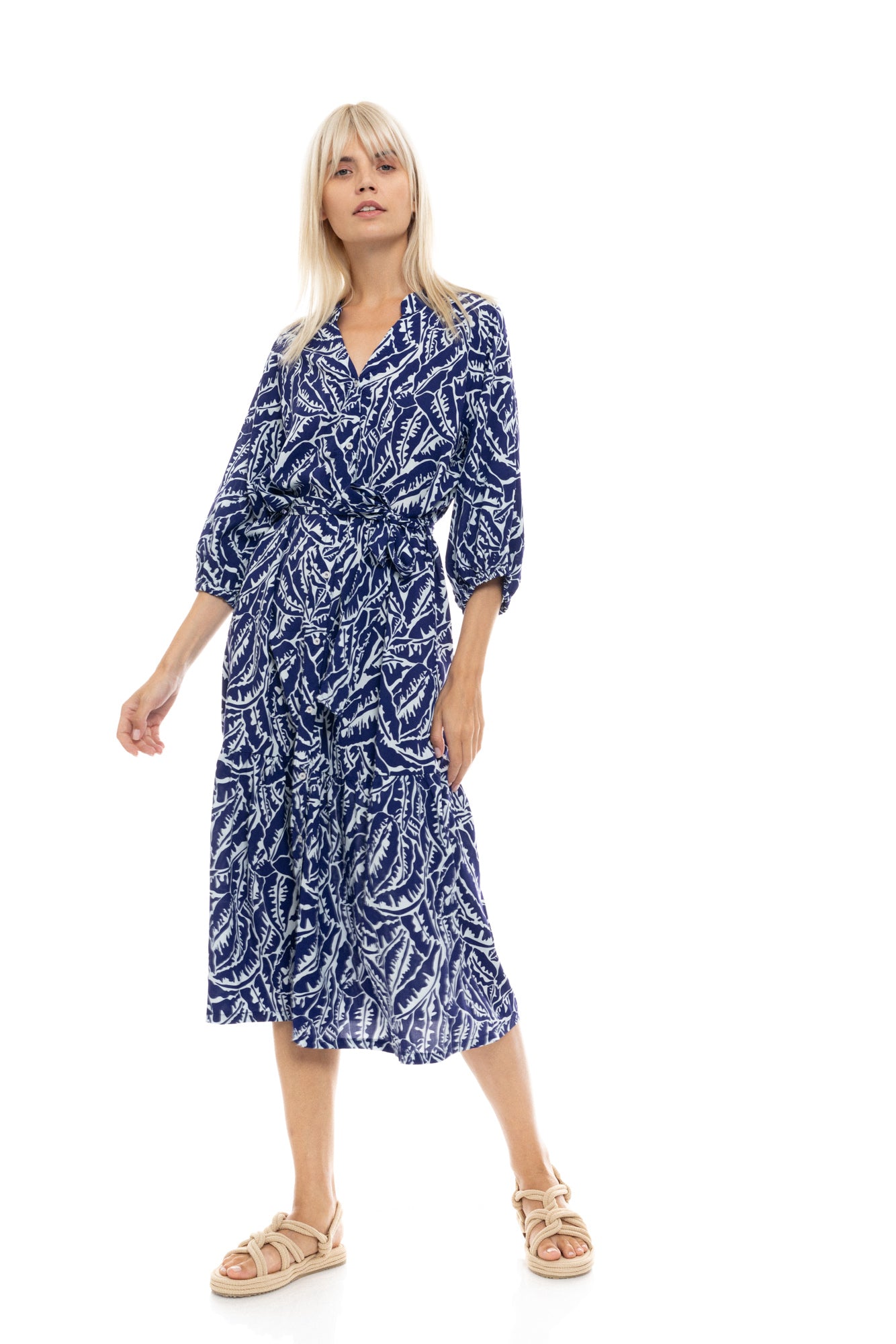 Pink Label - Beachwear Long Blue Palm