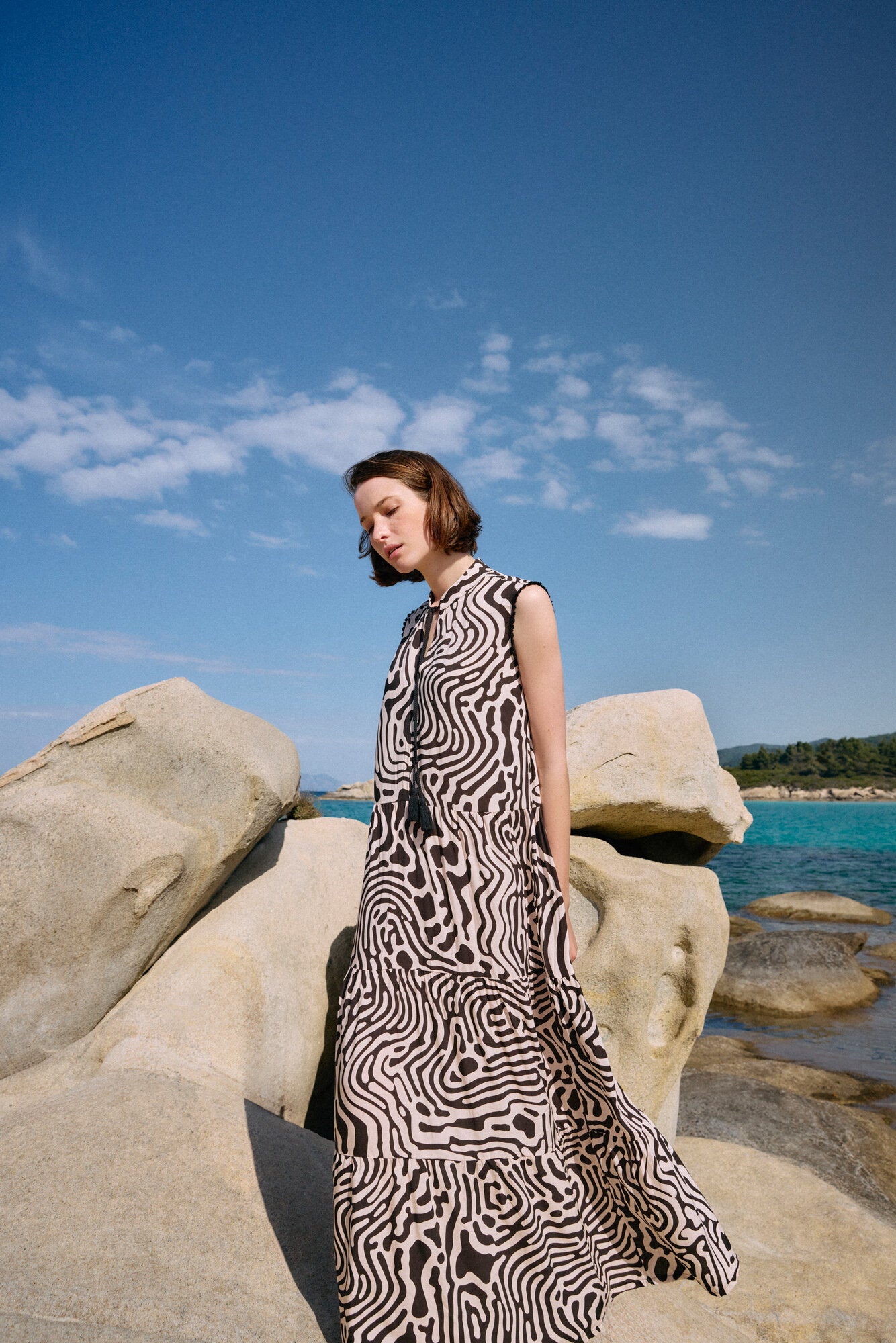 Pink Label - Beachwear Long Black Geo