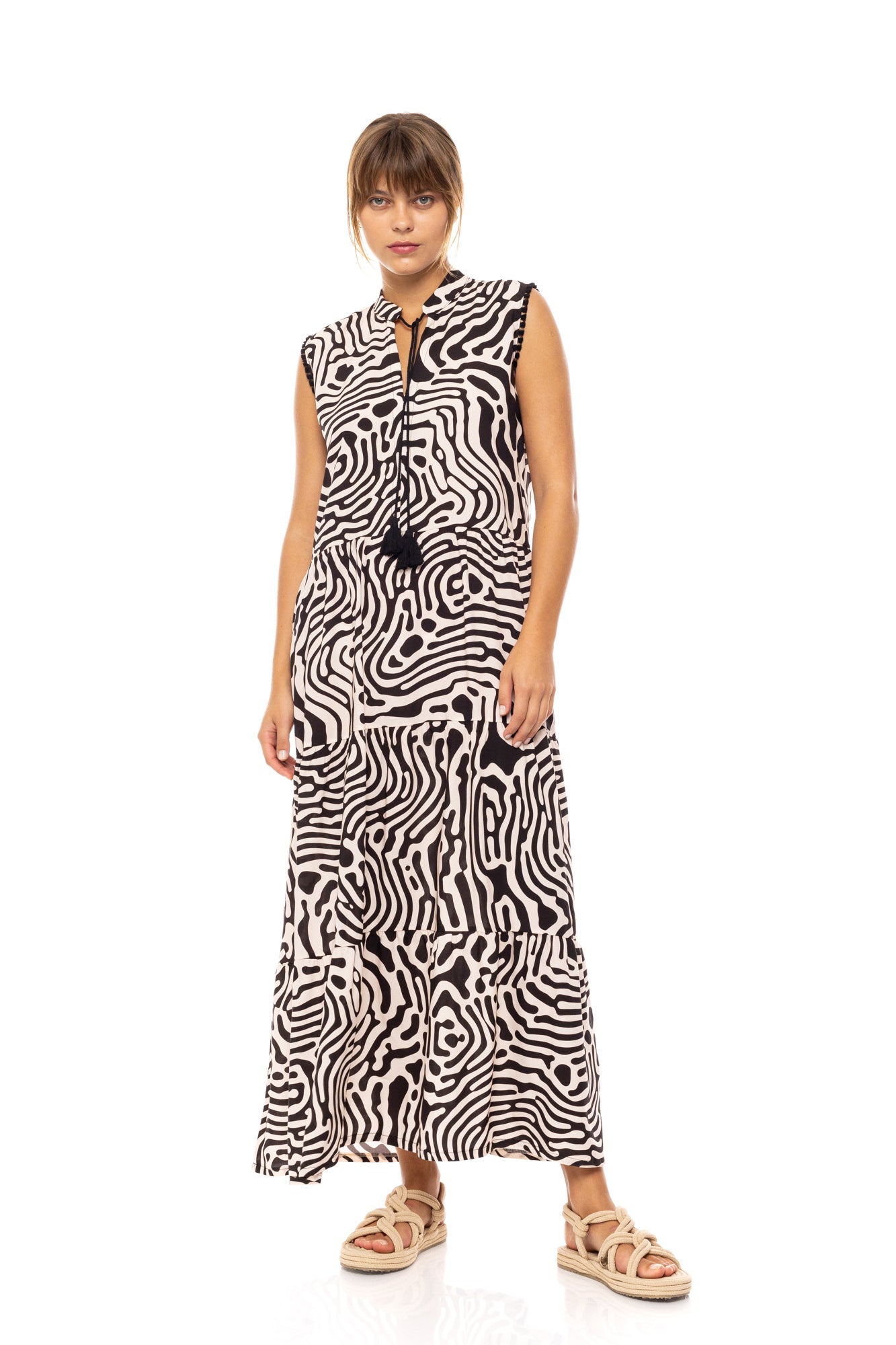 Pink Label - Beachwear Long Black Geo